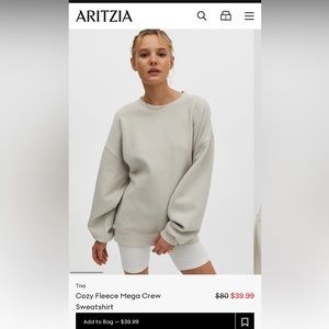 TNA Mega Cozy Fleece Sweatshirt GREY SIZE 2